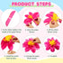 42 Pcs Tissue Paper Flowers Faux Palm Leaves Set 12 Pcs 20''/10'' Colorful Giant Paper Flowers and 30 Pcs Tropical Leaves for Summer Hawaiian Luau...