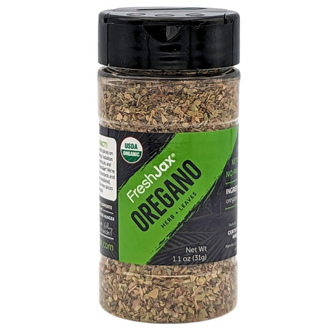 FreshJax Organic Crushed Oregano Leaves – 1.1 oz Bottle, Non-GMO, Gluten-Free, Keto, Paleo, Kosher, No Preservatives – Dried Oregano Flakes for Co...