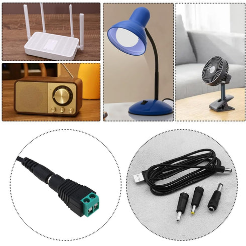 2PCS 5V USB2.0 to DC Power Cable USB to DC Charging Cord with 13 Connector Plugs for Laptops Monitors Power Banks Speakers......