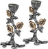 Zion Judaica Artistic Candlestick Set Antique Looking Candle Holder with Pomegranates Silver and Gold...
