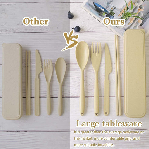 Large Travel Utensils with Case, Reusable Utensils Portable Travel Cutlery Set for Lunch School Picnic Camping or Daily Use...