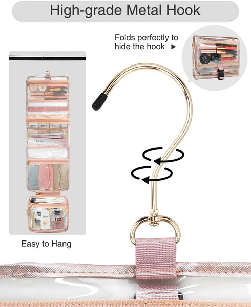 Travel Hanging Toiletry Bag for Men Women with Clear TSA Approved Toiletry Bag, Travel Kit Shaving Bag Waterproof Large Makeup Bag Wash Bag Makeup...