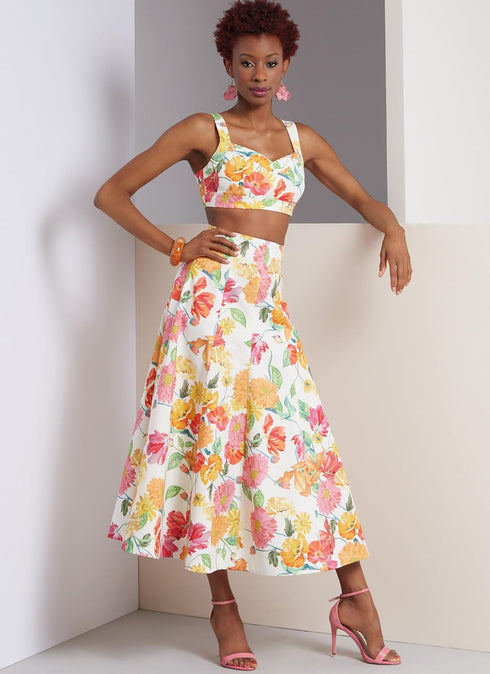 Vogue Misses' Lined Bra Top, Flared Skirt and Pants Sewing Pattern Packet, Design Code V1961, Sizes 14-16-18-20-22...