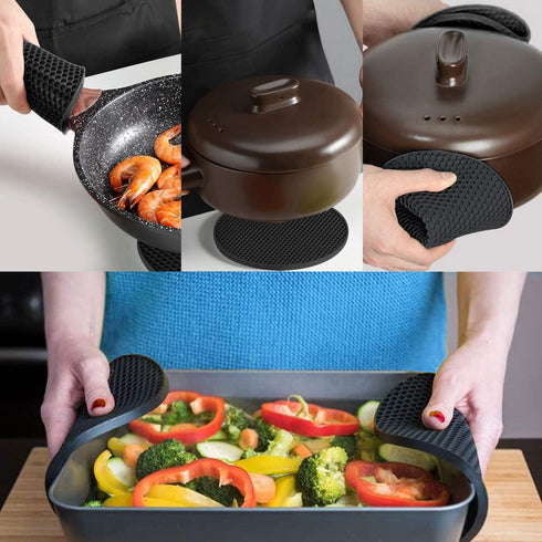 4 Pcs Trivets for Hot Dishes, Kitchen Heat Resistant Pot Holders, Extra Thick Large Non Slip Multipurpose Kitchen Accessories, Silicone Mat, Hot P...