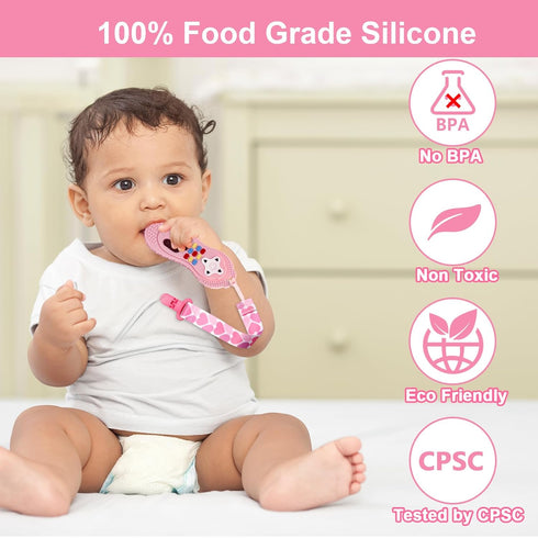 Baby Teething Toys, Food Grade Silicone Teether for Babies 3 6 12 18 Months, 3-Pack TV Remote Shape Toddlers Chew Toys (Pink)...