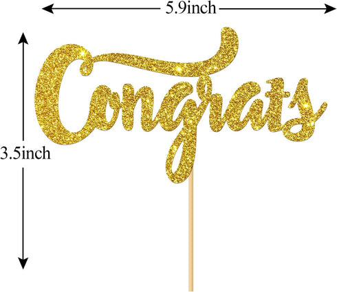 Gold Glitter Congrats Cake Topper/Congrats Grad/Class of 2025 / College Grad/Congratulations/MBA Graduation Party Decorations...