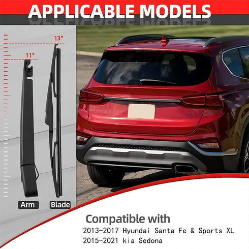 Rear Windshield Wiper Arm Blade Set for Hyundai Santa Fe 2013-2017...