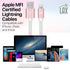 LAX Gadgets USB A to Lightning Cable - Glitter Apple MFI Certified Lightning Cable for iPhone, iPad, iPod - Nylon Braided Fast Charging Cable - Hi...