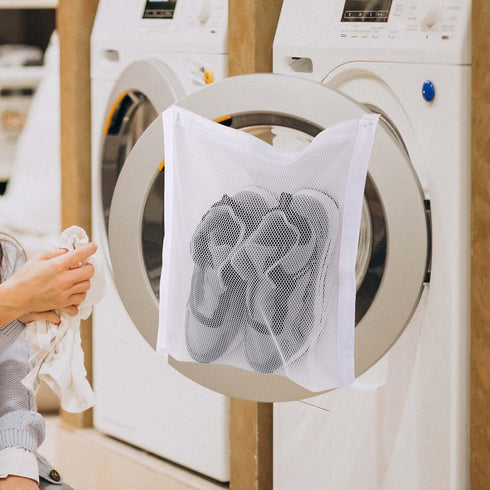 2 PCS Sneaker Wash & Dry Net Bag for Dryer, 15.7x15.7 Inch Large Laundry Net Mesh Wash Washing Bag with Zipper and Strap, Shoe Dryer Rack Inside D...