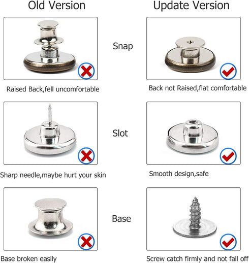 Jeans Buttons Replacement, Instant No Sew Buttons for Pants with Tool (Silver, 17MM)...