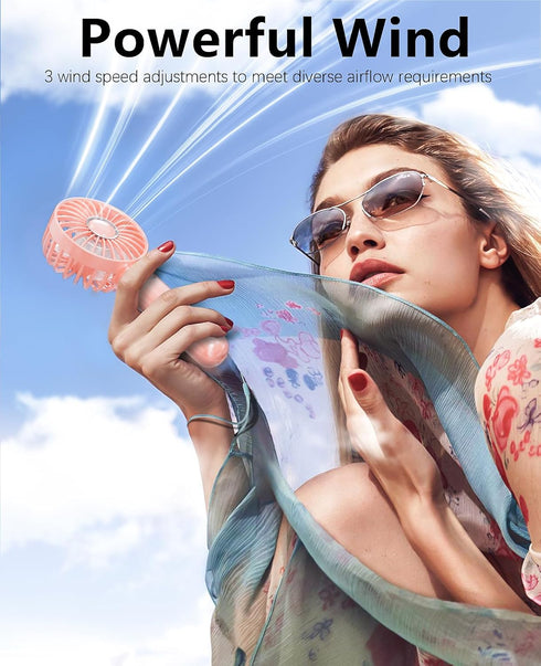 Portable Mini Fan, HandHeld Small Personal Battery Operated Fan Quiet usb Rechargeable 3 Speed makeup Lash Fan for Outside Travel Patios Indoor Sh...