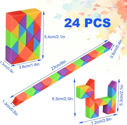 15 Pack Mini Fidget Snake Cube Puzzle Toys - Party Favors & Goodie Bag Fillers for Kids & Teens - Rainbow Colors - Bulk Birthday & Back to School ...