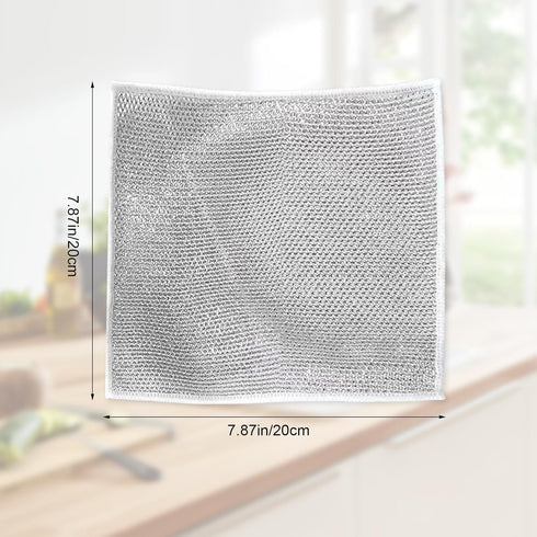 20 Pcs Upgrade Steel Wire Dishcloth for Wet and Dry,Doubles-Layer Steel Wire Cleaning Cloth,Powerful Cleaning Non-Scratch Wire Dishcloth Rag for S...