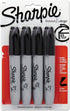 Sharpie 38264PP Permanent Markers, 5.3mm Chisel Tip, Black, 4/Pack...