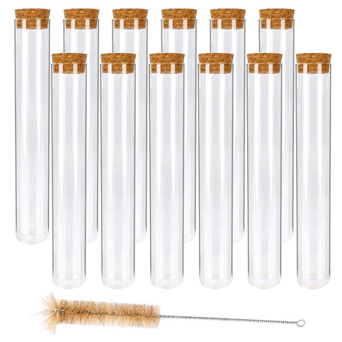 DEPEPE 12pcs 80ml Test Tubes, 25×200mm Glass Test Tubes with Cork for Plants, Bath Salts, Party Decoration...