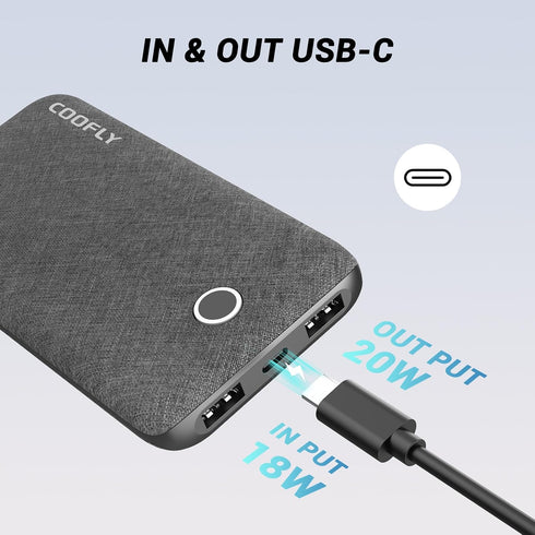 Portable Charger, 10000mAh 5V/3A Power Bank, USB C in&Out High-Speed Charging Battery Pack Portable Phone Charger for iPhone 15 14 13 12 11 Samsun...