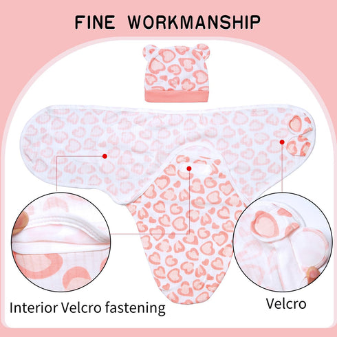 Reborn Baby Dolls Clothes Outfit Accessories Pink Heart Swaddle Blanket & Hat 2 Pcs Set for 17-22 Inch Reborn Doll Newborn Girl&Boy...