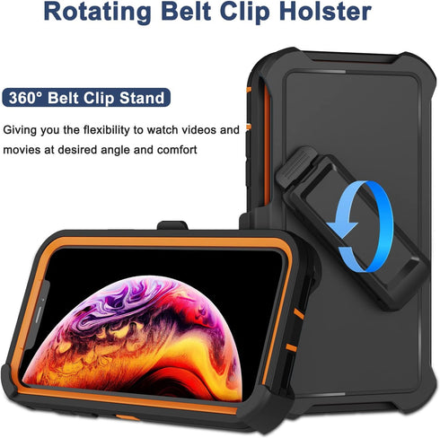 for iPhone X Case, iPhone Xs Case with Belt Clip Holster, 2X Screen Protector, Military Grade Shockproof Heavy Duty Full Body Drop-Proof Rugged Pr...