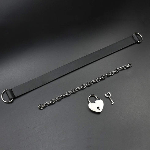 Goth Choker Necklaces for Women, Black Choker and Heart Padlock Day Collar with Key, Black PU Leather Choker Collar for Women...