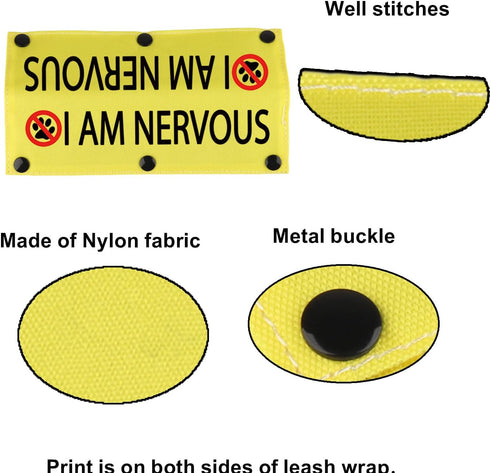 Funny Dog Leash Sleeve I am Nervous Dog Leash Wrap Sleeve Pet Birthday Gift (I AM NERVOUS-YE Sleeve)...