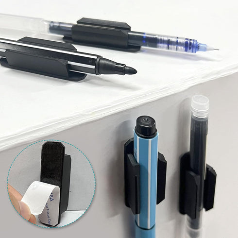 Rainmae 12 Pack Pen Holder Silicone, Adhesive Pen Holder for Desk, Single Pen Holder for Desk Accessories Teacher Supplies Bulletin Board Clipboar...