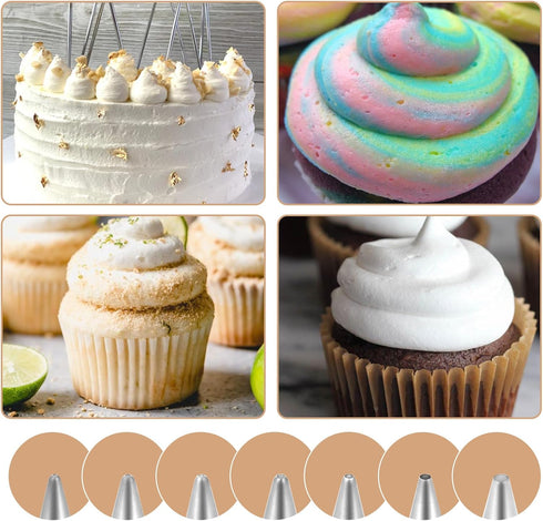 7 Pcs Piping Tips, Cake Piping Nozzles Kit Stainless Steel Piping Nozzles Tips Nozzles for Decoration DIY Icing Tool for Cream Cupcake Cookie Puff...