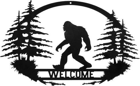 CINPIUK Bigfoot Wall Art Decor, Welcome Sasquatch Metal Sign Indoor Outdoor Farmhouse Christmas Wall Hanging Ornament Home Garden Yard Garage Deco...