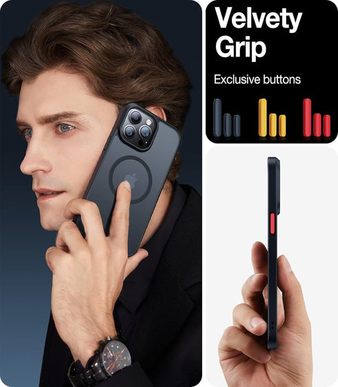 TORRAS Stronger Magnetic for iPhone 13 Pro Case, 12FT Military Grade Drop Tested, Compatible with MagSafe, Slim Protective Matte Silicone for iPho...