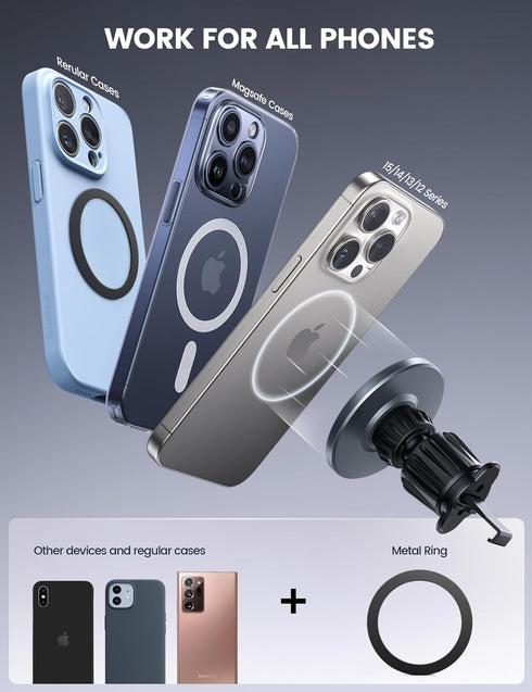 Lamicall Fits MagSafe Car Mount - Aluminum Alloy Magnetic Phone Holder for Your Car- Hands Free Car Phone Holder for iPhone 15 14 13 Pro Plus Max ...