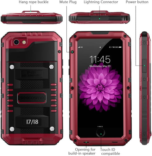 seacosmo Case for iPhone SE 2020, iPhone 7/8 Waterproof, Full Body Protective Shell with Built-in Screen Protector, Military Grade Rugged Heavy Du...