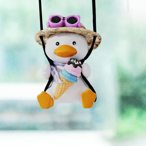 Swing Duck Car Hanging Ornament Cute Swing Duck Car Pendant Swing Duck Auto Decoration Car Rearview Mirror Pendant Rearview Mirror Decoration for ...