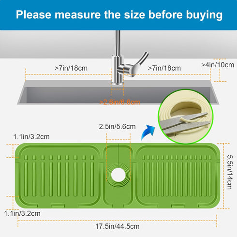 Sink Splash Guard Protects Against Water Splash, Kitchen Sink Area Splash Guard, Faucet Drain Pad Keep Countertop Cleaning and Drying,17.5 inch (G...