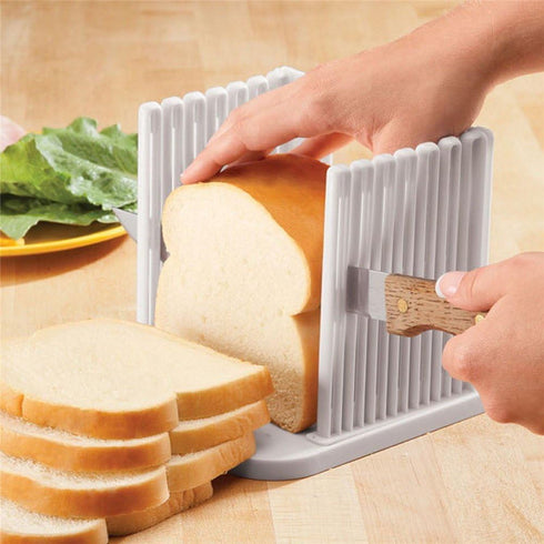 Adjustable Toast Slicer/ Cutting Guide for Homemade Bread, Plastic Bread Slicer Loaf for Slicing Bread Foldable Kitchen Baking Tools (White)...