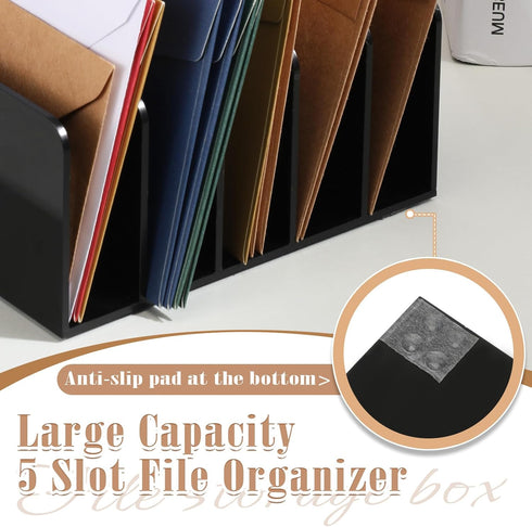 Black Desktop Mail Organizer Acrylic File Holder Acrylic File Organizer Multifunction Office File Sorter for Easy Access Office Home Letter Docume...