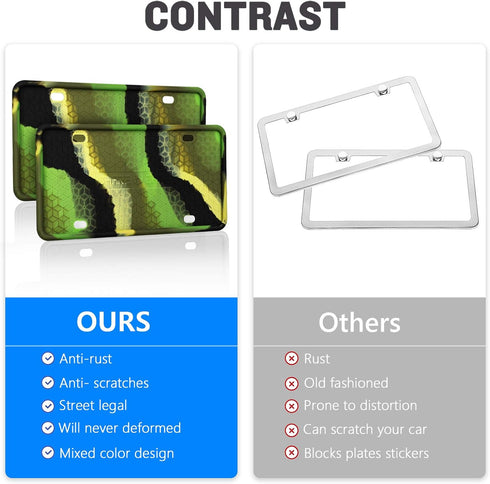 2 Pack Silicone License Plate Frame Front Back License Plate Cover License Plate Bracket Holder Rust-Proof, Rattle-Proof, Weather-Proof, for US CA...