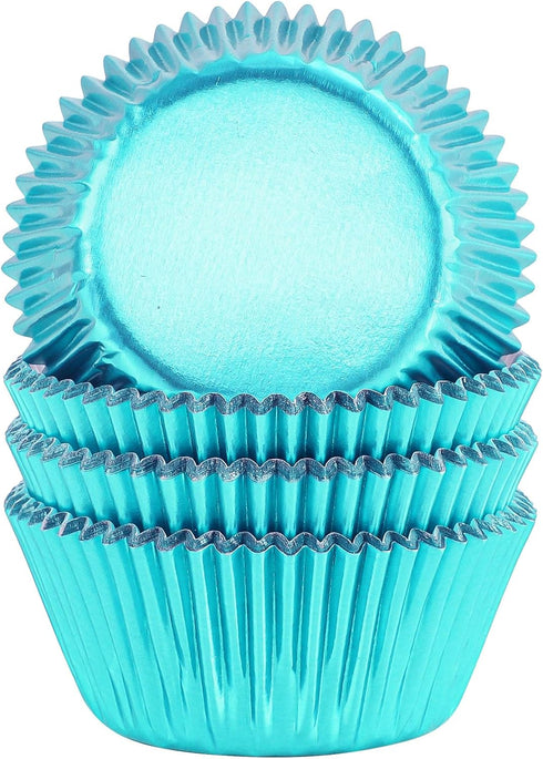 Gifbera Foil Cupcake Liners Standard Size Metallic Muffin Baking Cups 100-Count, Aqua...