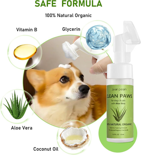 Paw Cleaner for Dogs, Dog Paw Pad Balm, Clean Paws No-Rinse Foaming Cleanser, Natural Sulfate Free Dog Paw Protector, Moisturizes Gentle Deep Clea...