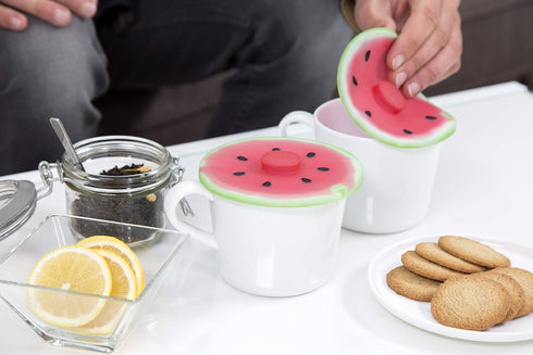 Charles Viancin - Set of 2 Watermelon 4” Silicone Drink Covers - Airtight Seal on Any Smooth-Rimmed Glass, Keep Drinks Cool or Hot - BPA-Free - Ov...