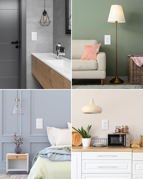 DEWENWILS 4 Pack Metal Outlet Covers, Outlet Wall Plates, Classic White Finish Light Switch Cover Plates, 4.92"×3.14" Sunken Pearls Decorative Wal...