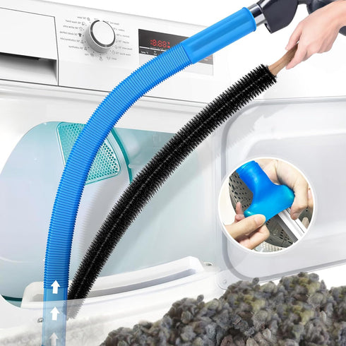 2 Pieces Dryer Vent Cleaner Kit Compatible with All Vacuum Cleaner, Dryer Lint Brush and Vacuum Hose Attachment with Stretch Universal Connector, ...