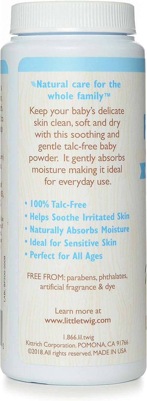 Little Twig Baby Powder, Natural Plant Derived Formula with Cornstarch and Aloe, 100% Talc-Free Powder, Fragrance-Free, 4.5 oz...