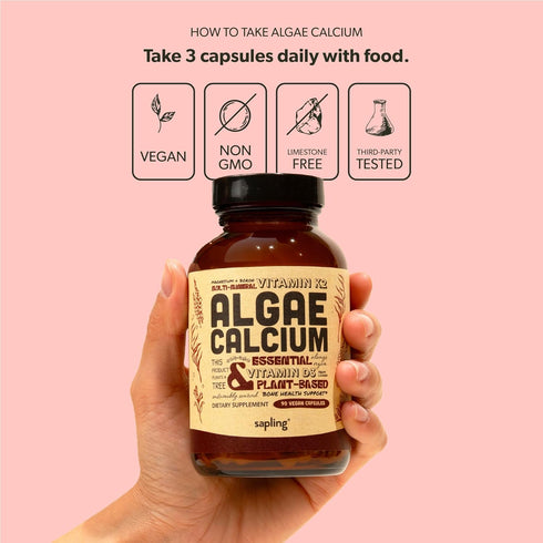 Calcium Supplement - Whole Food with Vitamin K2 & D3, Magnesium, Zinc, Boron, Mineral Complex. Sourced Sustainably from Red Algae. for Bone Streng...
