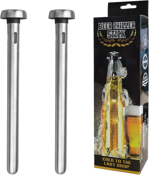 DERNORD Beer Chiller Stick - 2 Pack Stainless Steel Drink Chiller Sticks Keep Bottled Drinks Cold Wine Beverage Cooler Cooling Sticks for Christma...