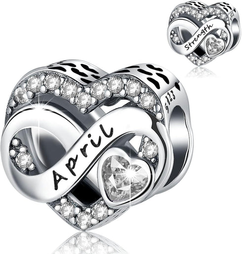 November Birthstone Charm 925 Sterling Silver for Bracelet Necklace Mother's Day (April)...