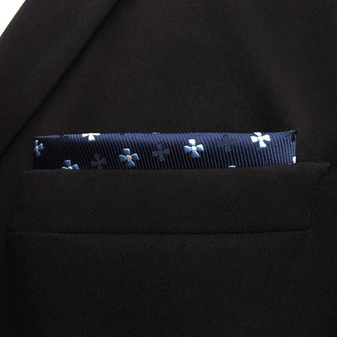 SHLAX&WING Floral Blue Mens Pocket Square Silk Handkerchief Handmade...