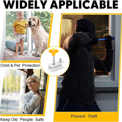 Window Locks 6 Sets, BEoffer Sliding Security Window Locks with Keys for Vertical and Horizontal Windows, No-Drill Install, Adjustable Aluminum Wi...