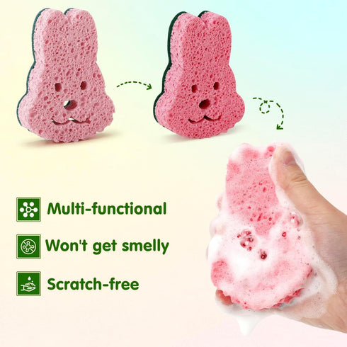 Vansolinne Sponges Cleaning Kitchen Sponges Easter Sponge Cleaning Kitchen Gifts for Easter Household Scouring Pads 8PCS Dual-Sided Sponge Scratch...