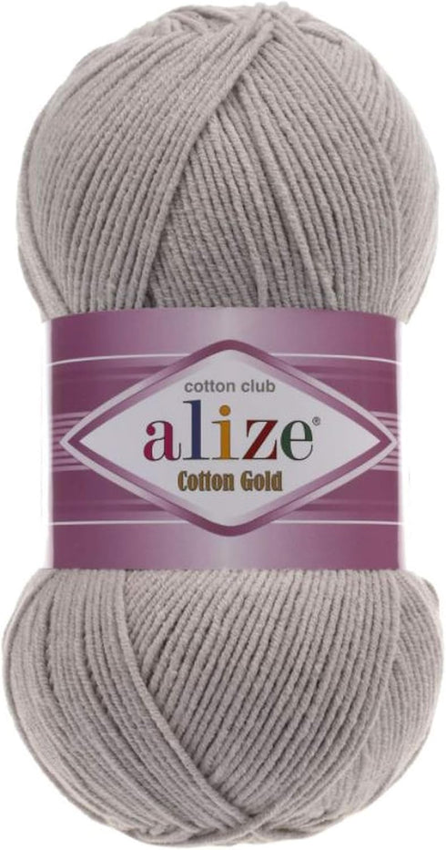 55% Cotton 45% Acrylic Alize Cotton Gold Yarn 1 Skein/Ball 100 gr 360 yds (200-Grey)...