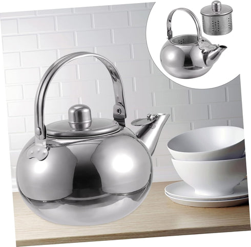 1pc Stainless Steel Pot Filter Screen Teapot Metal Tea Kettle with Infuser Coffee Kettle Water Kettle...