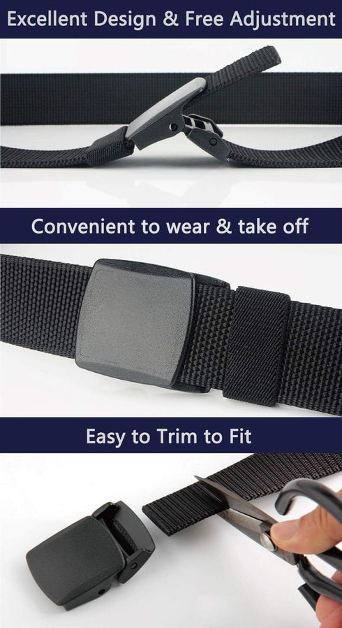 LionVII Mens Belt Web, Nylon Casual Belt with Plastic Buckle Breathable for Work Travel, Easy Trim to Fit 27-46" Waist...